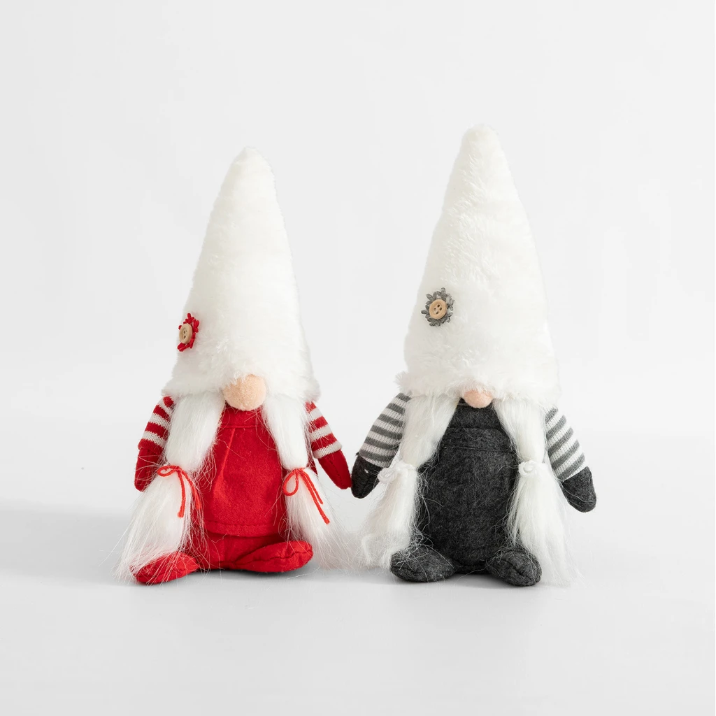 Dekorace skřítek bílý-červený 25 cm