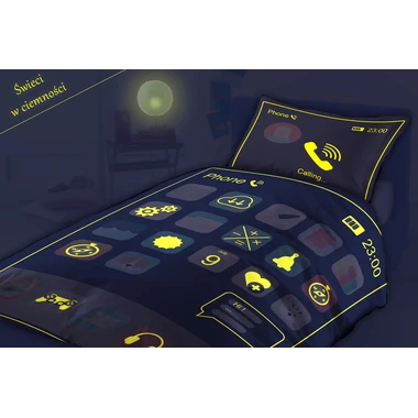 Ložní povlečení svítící ve tmě SMARTPHONE FLUO 160x200 cm