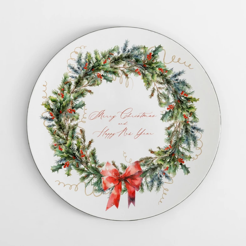 Dekorativní talíř bílý s věncem 33 cm