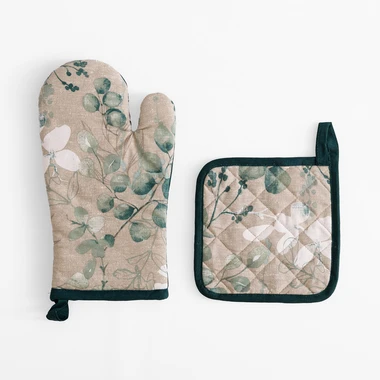 Kuchyňská chňapka s podložkou s listy NICOLE COLLECTION