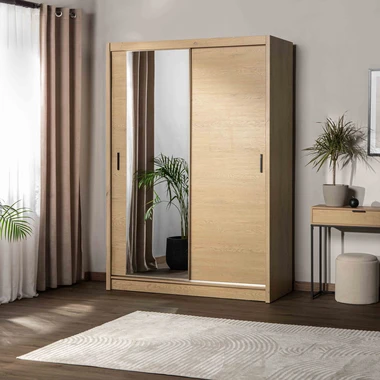 Skříň s posuvnými dveřmi INES se zrcadlem 150 cm dub cremona