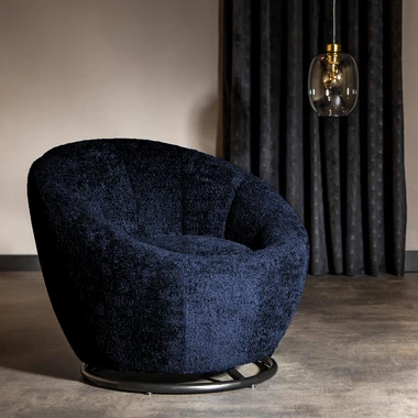 Tmavě modré otočné křeslo CAPRIOLA