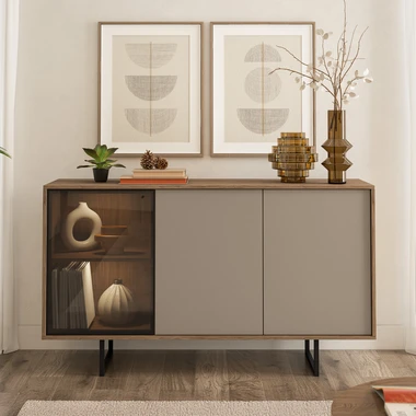 Loftová komoda s vitrínou SIENNA 150,7 cm