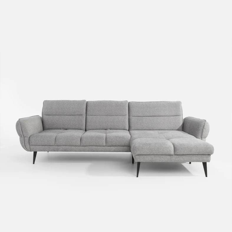 Rohová sedačka s nastavením hloubky sedáku šedá CAMPINA MINI pravá