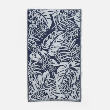 Tmavě modrý koberec s listy SUNSET 90x150 cm