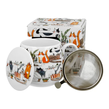 Hrnek se sítkem SVĚT KOČEK LÍNÉ KOČKY 430 ml