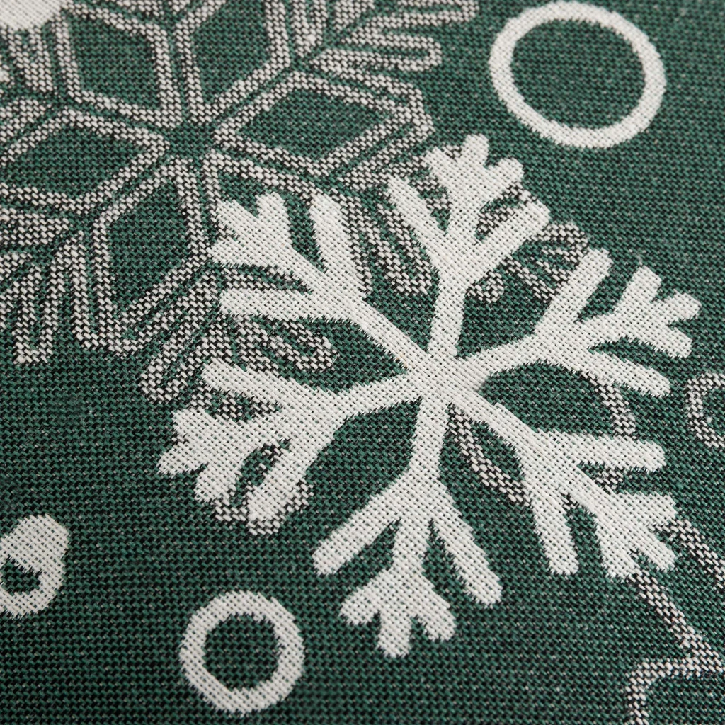 Povlak na polštář se sněhovými vločkami zelený VINTRO 45x45 cm