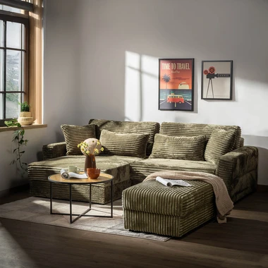 Podnožka manšestrová zelená NOEMI