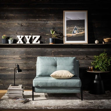 Šedo-zelená 1-místná rozkládací pohovka PARKA