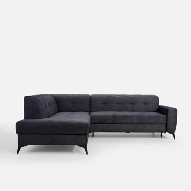 Šedomodrá rozkládací rohová sedací souprava STORN levá