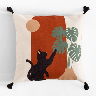 Dekorační povlak na polštář s květinou CATS 45x45 cm