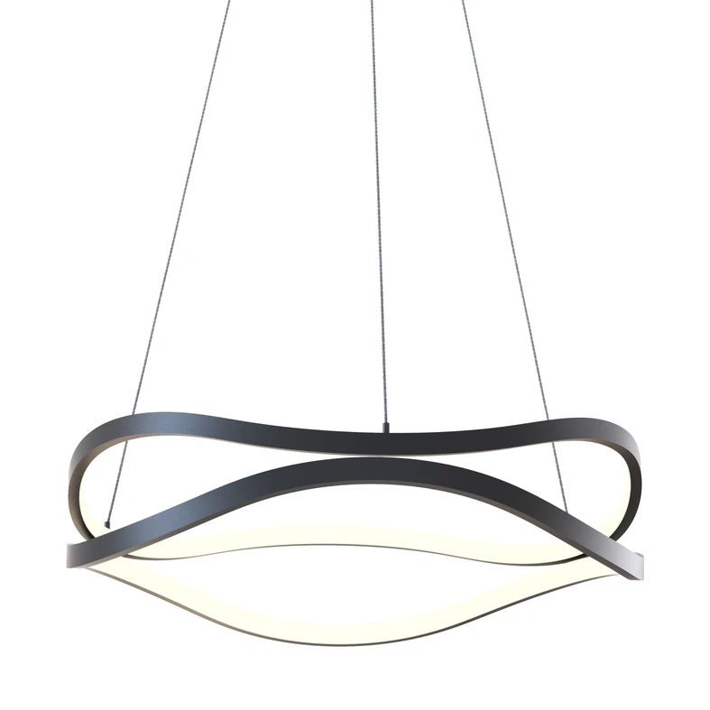 Czarny model lampy wiszącej HARLEY LED to oświetlenie salonowe. Oryginalnym wyglądem 2 pierścieni o nieregularnych kształtach wzbogaca aranżację wnętrza.