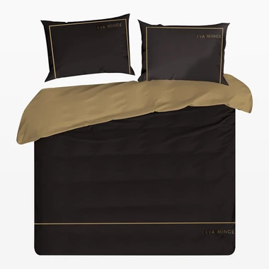 Povlečení z bavlněného saténu černo-zlaté EVA MINGE 220x200 cm