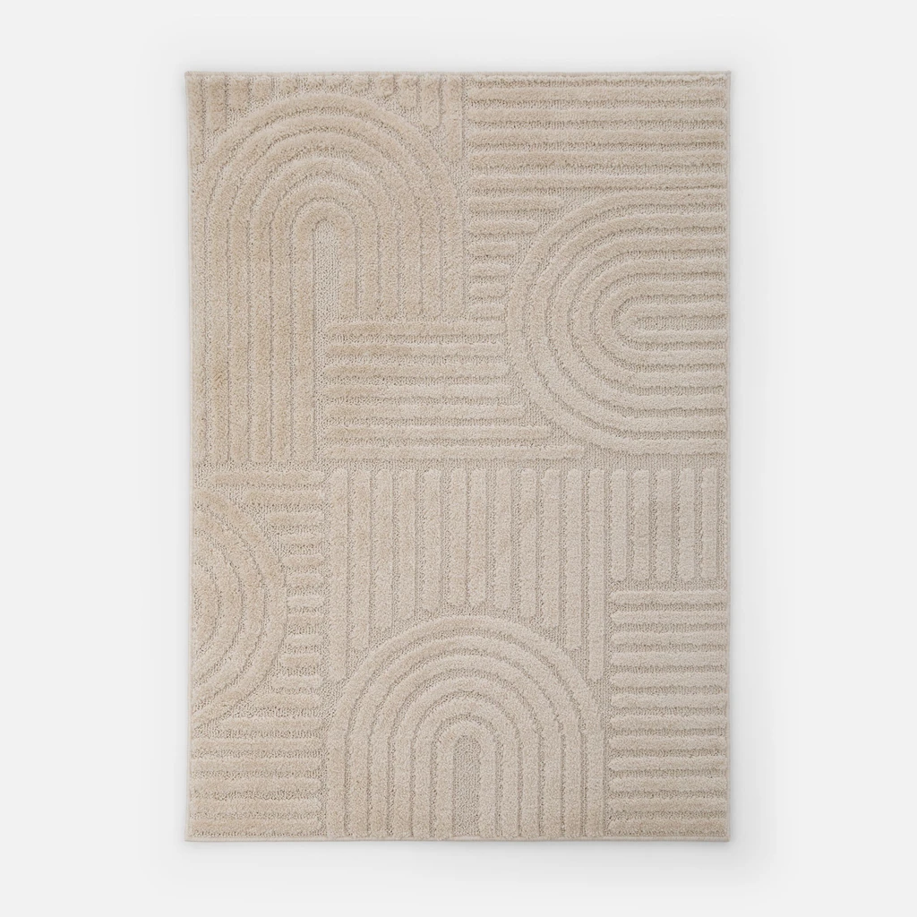 Dywan kremowy LA CASA 3D 200x290 cm wykonany z przędzy polipropylenowej.