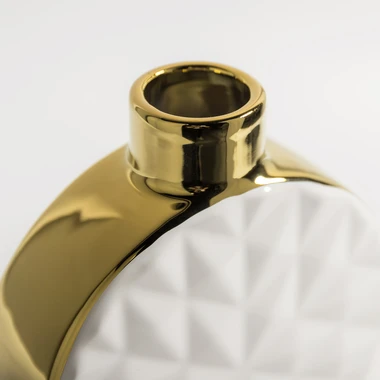 Bílo-zlatá kulatá váza 20 cm