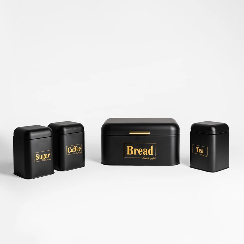 Plechová dóza do kuchyně černá COFFEE 19 cm