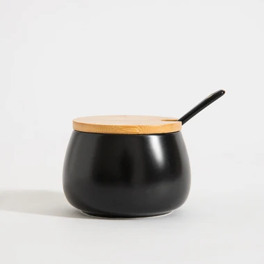 Černá porcelánová cukřenka BONA 9 cm