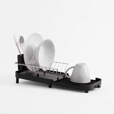 Černý výsuvný odkapávač na nádobí 43,1x20,8x13,6 cm