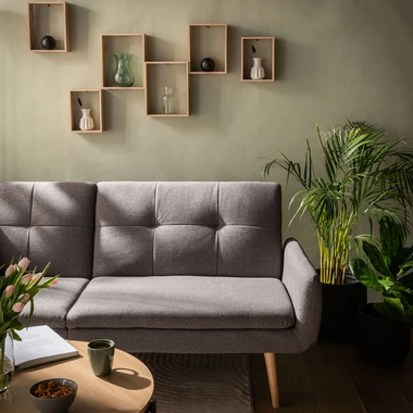 Šedá rozkládací pohovka pro dva LUBERTO