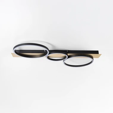 Zlato-černé stropní svítidlo LED 3 kruhy PRIMO