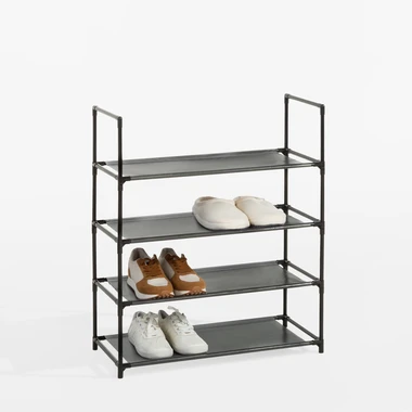 Čtyřpatrový regál na boty, černý, 59x28x72 cm