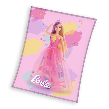 Růžová fleecová deka BARBIE 130x170 cm