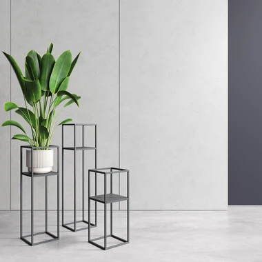 Černý kovový stojan na květináče ve stylu loft LILLIE 62 cm