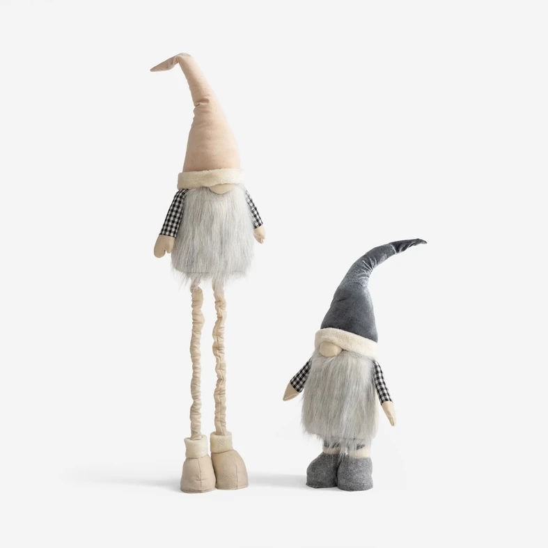 Vánoční dekorativní skřítek šedý 85-125 cm