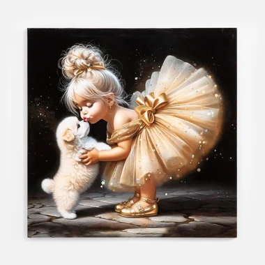 Obraz na plátně, holčička s pejskem 60x60 cm