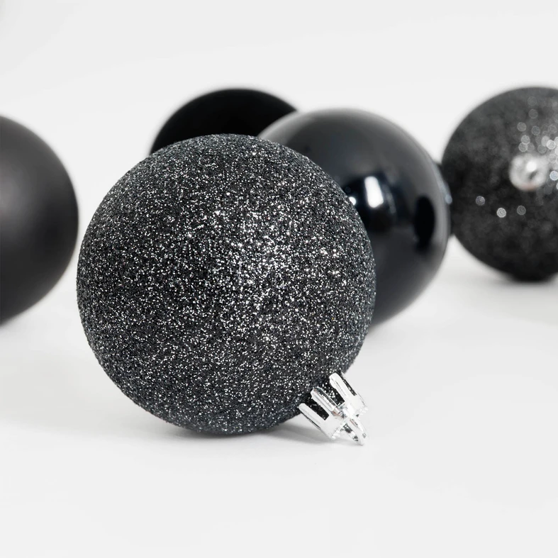 Vánoční baňky 6 cm černé 16 ks