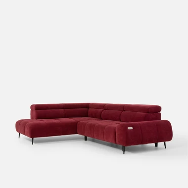 Rohová sedací souprava s elektrickým nastavením sedáku vínová MAVEL L levá