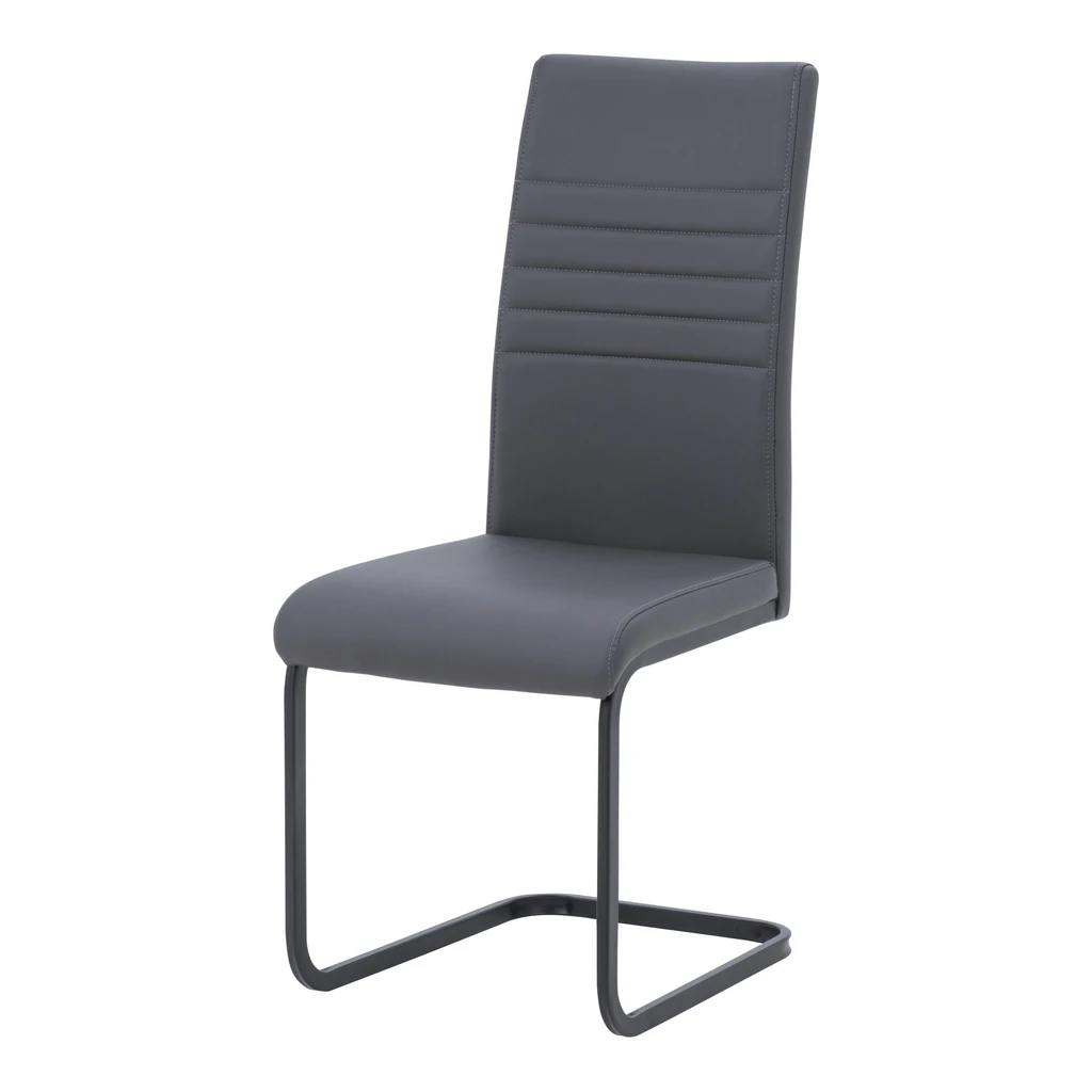Šedá židle s ližinovou podnoži, eko kůže, AMI