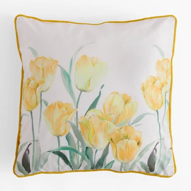 Povlak na polštář s květinami žlutý SUZI 45x45 cm