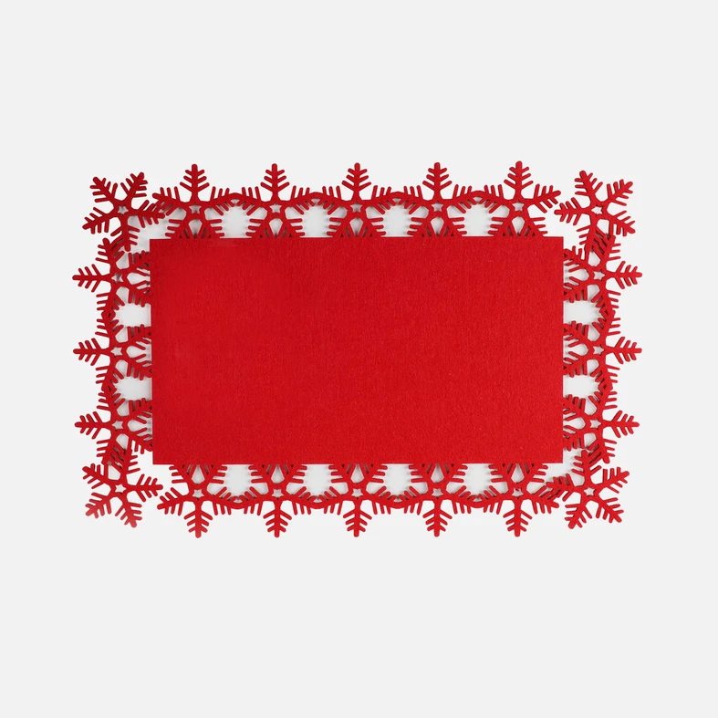 Świąteczna podkładka filcowa czerwona 30x45 cm Podkładka z motywem śnieżynek.