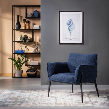 Křeslo na vysokých kovových nohách RILLESTO tmavě modré