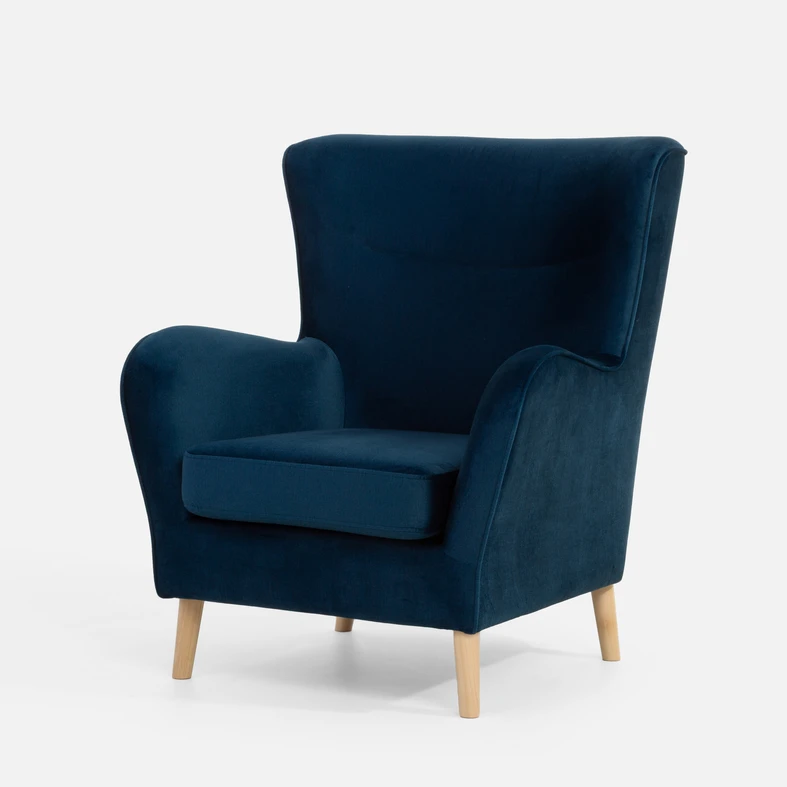 Modré čalouněné křeslo CARY