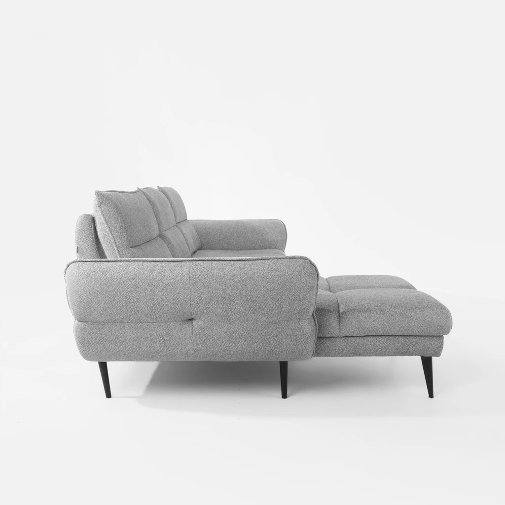 Rohová sedačka s nastavením hloubky sedáku šedá CAMPINA MINI levá