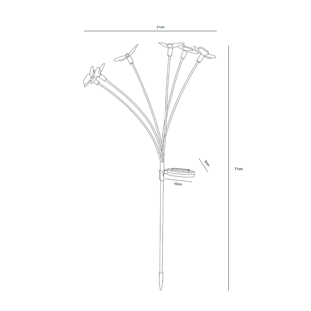 Lampa outdoorowa solarna LED IP44 srebrna MOTYLE - wymiary.
