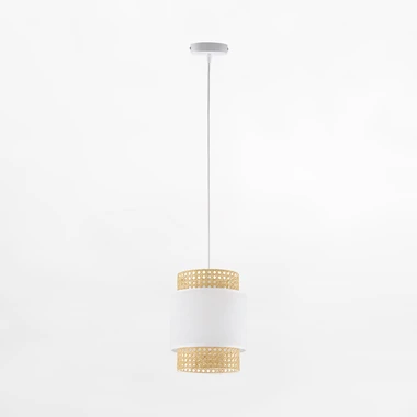 Bílé ratanové závěsné svítidlo BOHO 20 cm