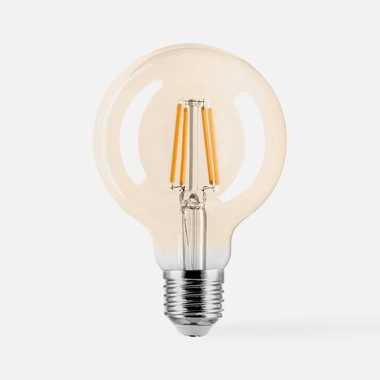 LED žárovka teplá barva ORO-AMBER-E27-G80-4W-WW