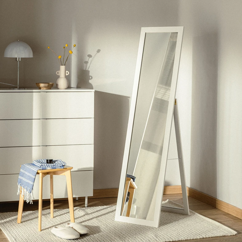 Stojicí zrcadlo v bílem rámu SLIM 40x160 cm
