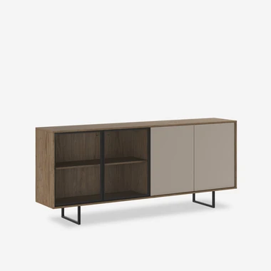 Loftová komoda se skleněnými dvířky SIENNA 199,7 cm