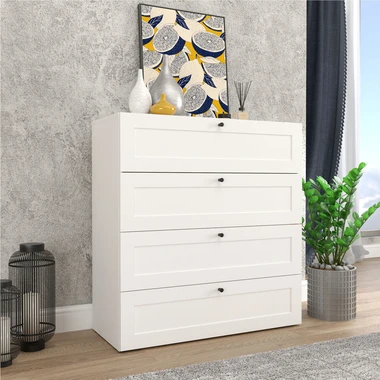 Komoda se 4 zásuvkami MARIO bílá