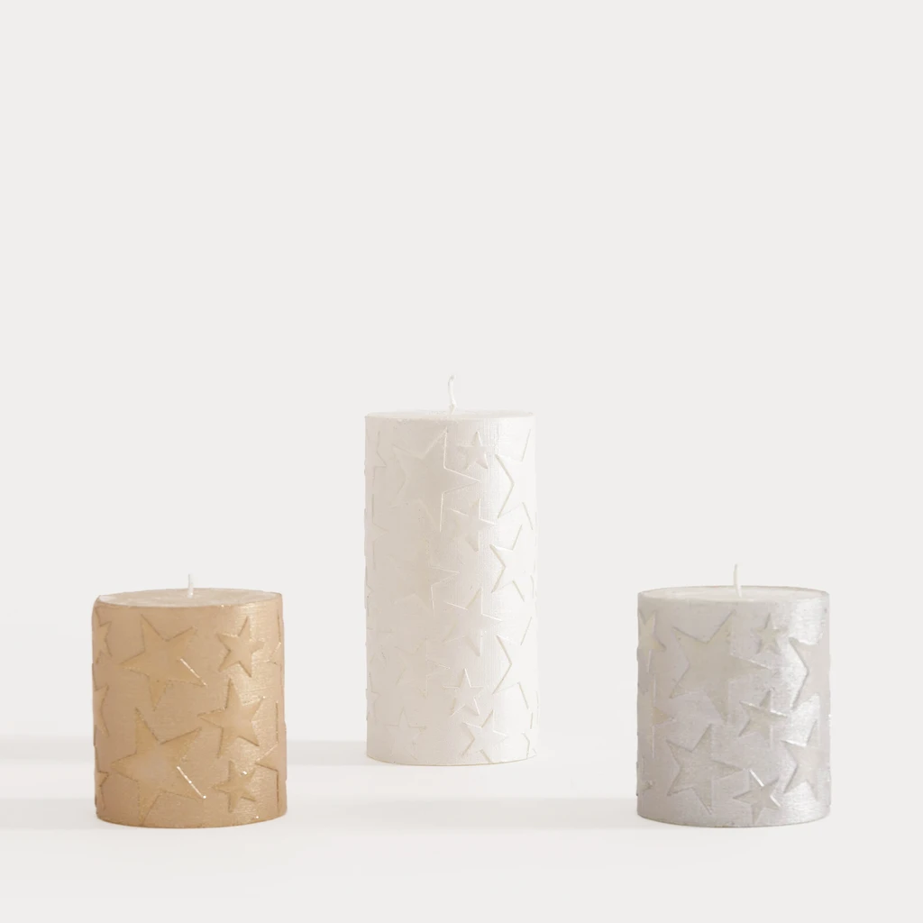 Dekorační svíčka HVĚZDA CHAMPAGNE 6,5x8 cm