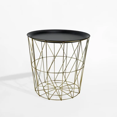 Zlato-černý stolek s úložným prostorem 38 cm