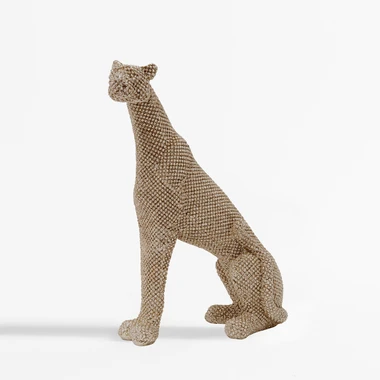 Dekorativní zlatá figurka SEDÍCÍ PANTER 26 cm