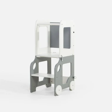 Dětský a pomocný stolek 2 v 1 GUSISI šedo-bílý