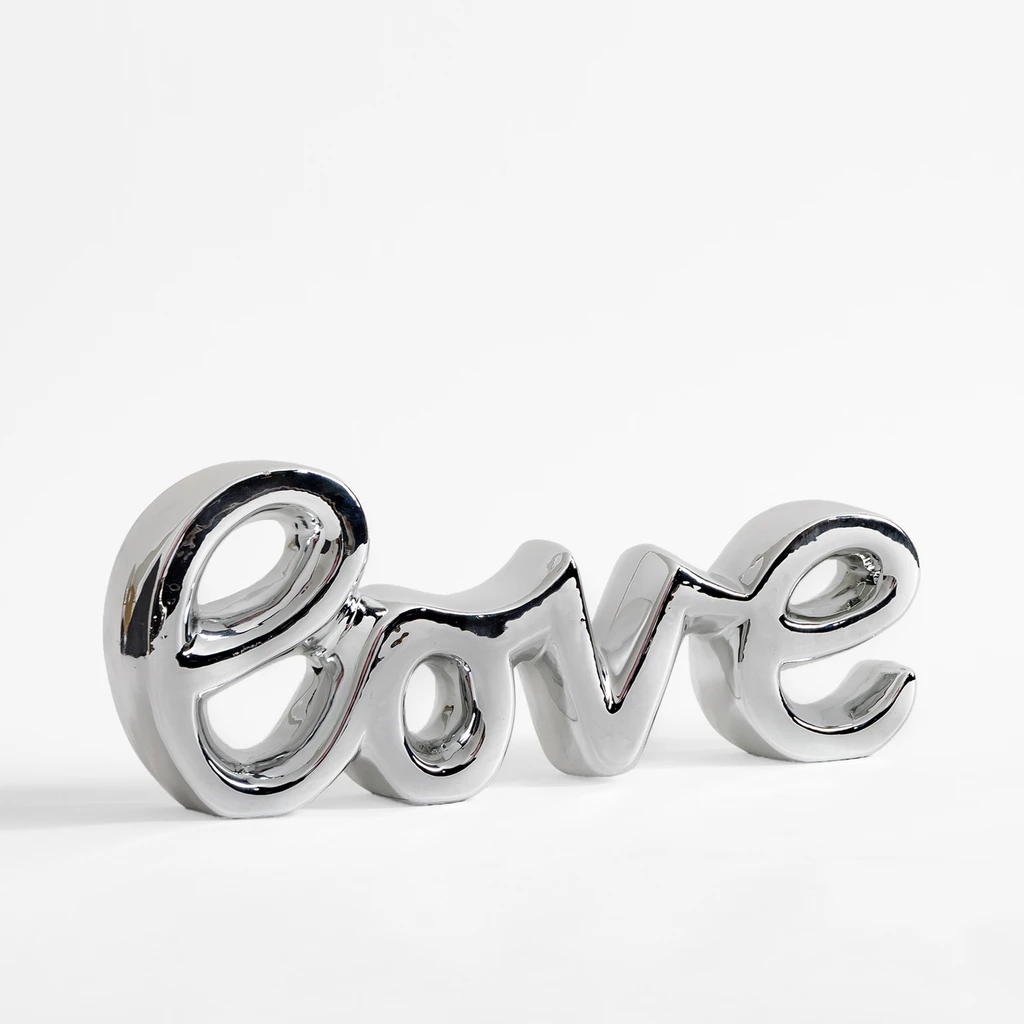 Ozdobný stříbrný nápis LOVE 29x11,4 cm