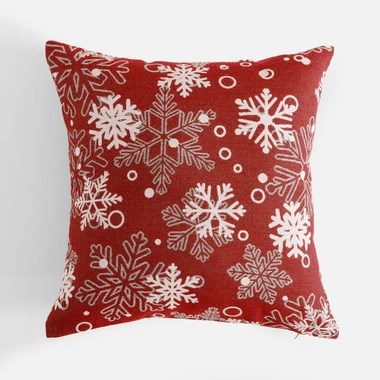 Povlak na polštář se sněhovými vločkami červený VINTRO 45x45 cm