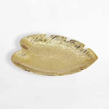 Zlatý ozdobný tác list 25,5 cm